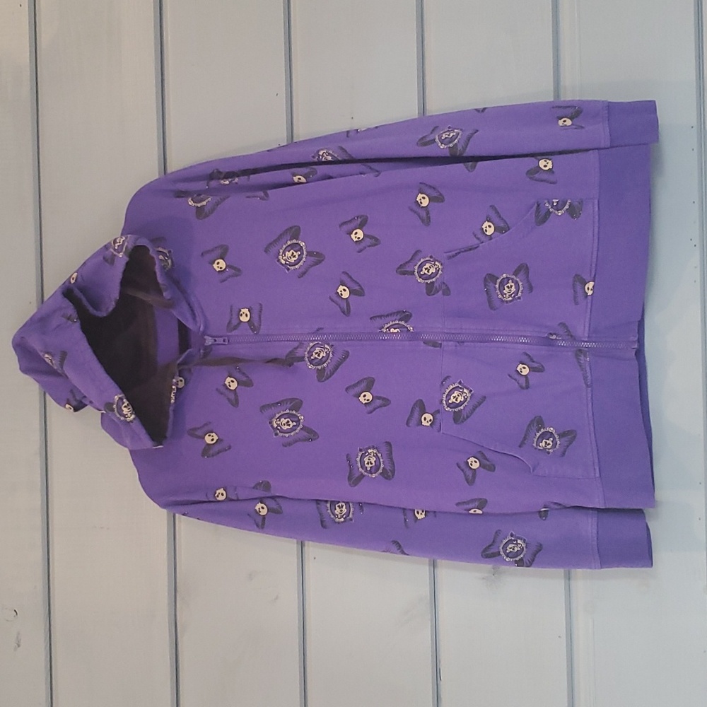 Disney Parks Women's Halloween Minnie Bow Zip Hoodie Sweatshirt Gothic XL